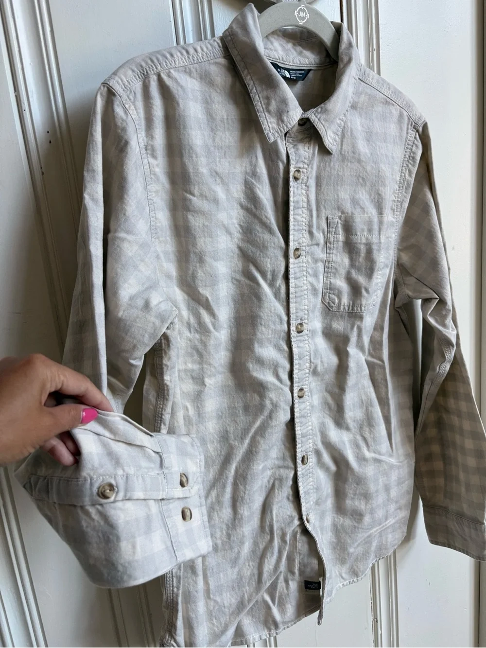 The North Face Men’s Light Gray Plaid Button-Down Shirt